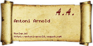 Antoni Arnold névjegykártya